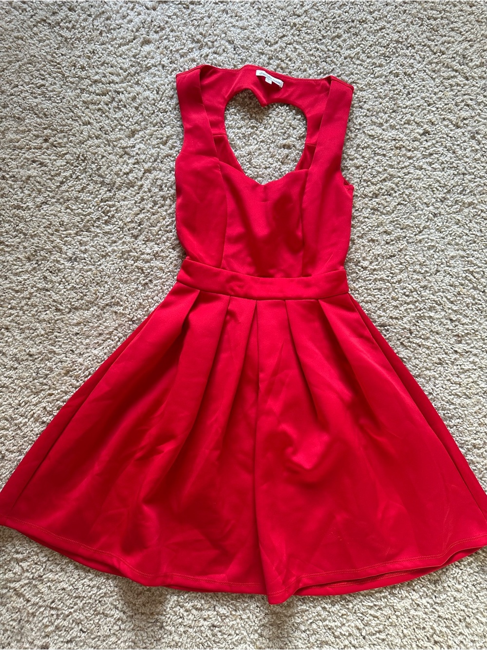 Charlotte Russe Red Sleeveless Fit-and-Flare Dress with Heart Back